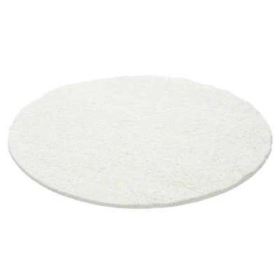Afbeelding van Basic Shaggy vloerkleed Creme Hoogpolig 80 cm rond