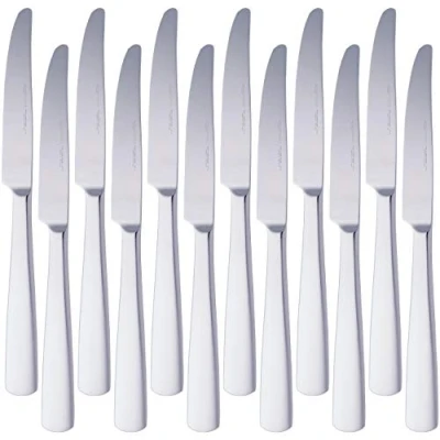 Afbeelding van AmazonBasics dinermessen van roestvrij staal met rechte rand, set 12 stuks