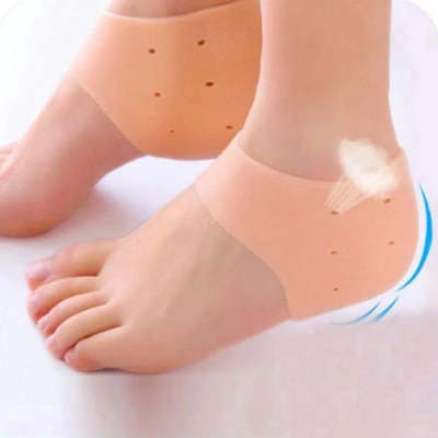 Afbeelding van Heble® Siliconen Hielbeschermers: Gelsokken Hielprotectie Beige One size 2 Stuks