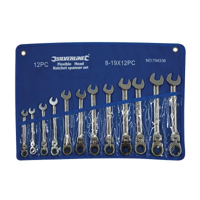 Afbeelding van Silverline 12 delige flexibele steek ringratelsleutel set 8 19 mm