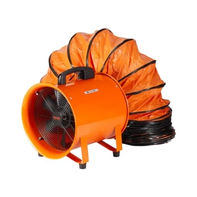 Afbeelding van VEVOR bouwventilator, 145 W AC motor, 2900 omw/min, 1020 CFM (1733 m3/h), axiale ventilator met 8 m slang, ventilator, 79 dB, geluidsniveau, industriële