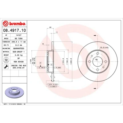 Afbeelding van Brembo Remschijf 08.4917.10