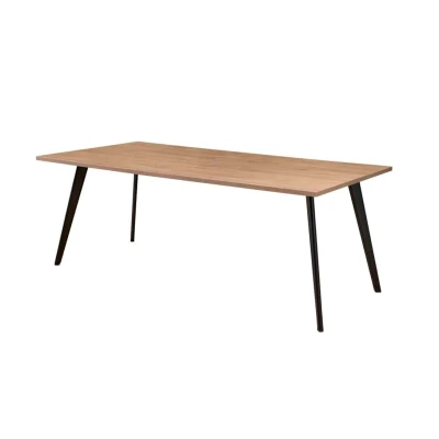 Afbeelding van Bureau vergadertafel Victory 4 poots recht breed 140CM framekleur Wit (RAL9010) kleur blad Licht Eiken