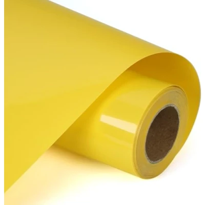 Afbeelding van HIKENRI Warmteoverdracht vinyl bundel rollen, geel, 30,5 x 305 cm, HTV voor Silhouette en Cameo, gemakkelijk bij te snijden wieden, DIY warmteopdruk ontwerp T shirts, kleding, hoeden ander textiel