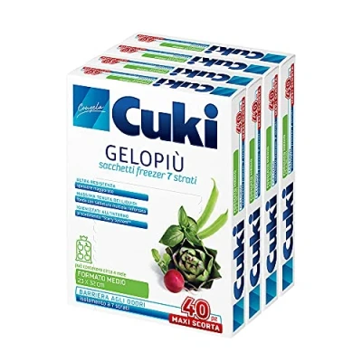 Afbeelding van Cuki Gelopi Freezer zakken, 7 lagen, maxi sjablonen, 23 x 32 cm, 2,5 l, 4 verpakkingen van 40 stuks, 630 g