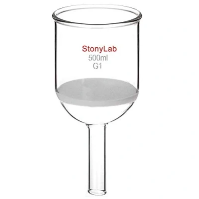 Afbeelding van stonylab Borosilicaat Glazen Buchner Filter Trechter met Grove Frit (G1), 94 mm Innerlijk Diameter, 100 Diepte (500 ml)