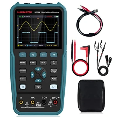 Afbeelding van HANMATEK Multimeter Handheld Oscilloscoop Signaalgeneratoren 3 in 1 50 MHz Golfvormgenerator met 2 kanalen 3,5&quot; TFT Geheugenfunctie HO522S