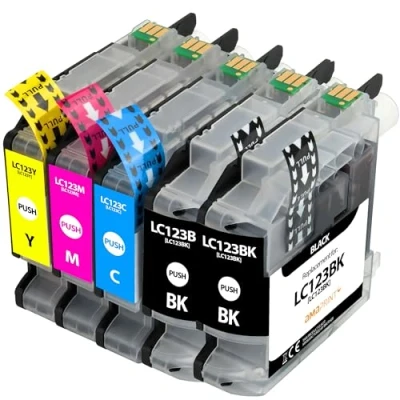 Afbeelding van Amaprint 5 XL cartridges compatibel met Brother LC123 voor DCP J132w J150 J152w J152wr J172w J4110dw J4110w J552dw J752dw MFC J245 en meer