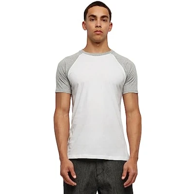 Afbeelding van Urban Classics Raglan Contrast Tshirt print, Heren, Maat: 4XL, White/ mottled light grey
