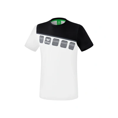 Afbeelding van Erima 5 C T shirt wit/zwart/donkergrijs