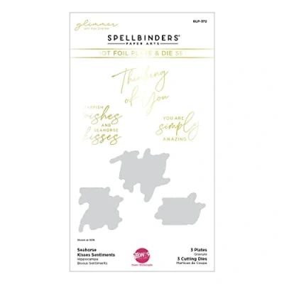 Afbeelding van Spellbinders Seahorse Kisses Sentiments Glimmer Hot Foil Plate &amp; Die Set (GLP 372) (DISCONTINUED)