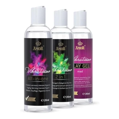 Afbeelding van Vibratissimo Play Gel Set 3x250 ml I 3er Glijmiddel med, all in one, 2 1 Waterbasis Glijgels geschikt voor Siliconen Speeltjes &amp; Latexcondooms water gebaseerde smering