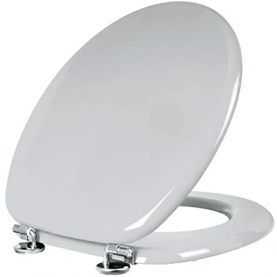 Afbeelding van Cornat Wc bril &quot;Modena&quot; eenvoudige look in manhattan grijs hoogwaardige houten kern comfortabel zitgevoel effen design past elke badkamer/toiletbril/wc deksel / KSH22