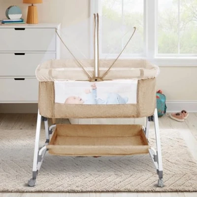 Afbeelding van 3 in 1 babyschommel en uitsmijter voor baby&#039;s,schommelstoelbed, draagbare pasgeboren rocker, beste bedwiegjes tot unisex 6 traps hoogteverstelling schuine 80 * 40 100 115 cm gebroken wit