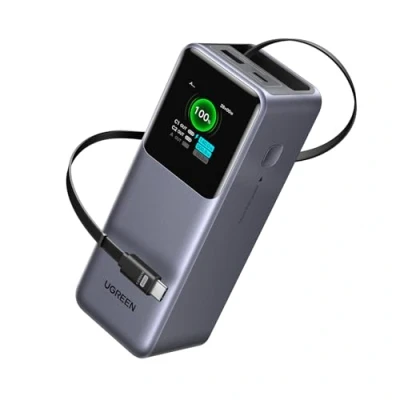 Afbeelding van UGREEN Nexode Powerbank 20000mAh, 165W snel opladen, met 65 cm intrekbare kabel, compatibel iPhone 16/15 serie, Galaxy S25, MacBook, Dell laptop en meer