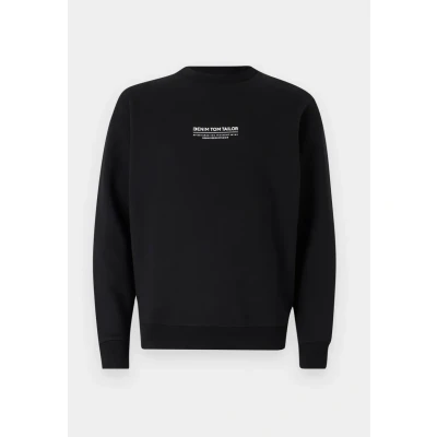 Afbeelding van TOM Tailor Denim Relaxed Printed CREW NECK Sweater, Heren, Maat: Small, Black