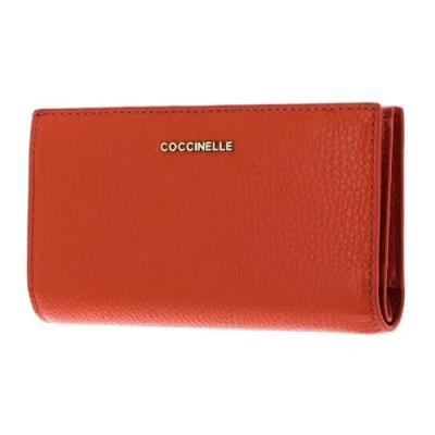 Afbeelding van COCCINELLE Leren Portemonnee Metallic Soft Wallet Gazpacho Oranje