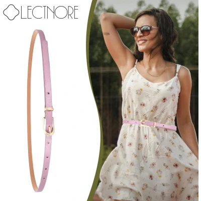 Afbeelding van Vrouwen Skinny Riem voor Jurken Dunne Taille met Metalen Gesp in Lichtpaars