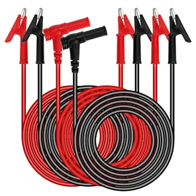 Afbeelding van GUNGY 4 stuks multimeter, krokodillenklemmen, bananenkabel, dubbele, voor digitale zwart en rood