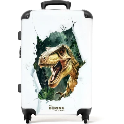 Afbeelding van NoBoringSuitcases.com® Kinderkoffer groot Kindertrolley koffer T Rex Scheur Rolkoffer lichtgewicht Reiskoffer met 4 wielen Grote trolley XL 20 kg bagage