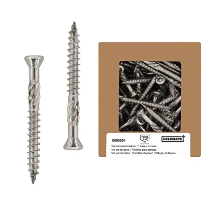 Afbeelding van HELPMATE terrasschroeven 5 x 70 roestvrij staal, A2, 50 stuks plankschroeven + 1 T25 bit, voor buiten (terrasbouw, tuinhuisjes, bouwhoutconstructies enz.)