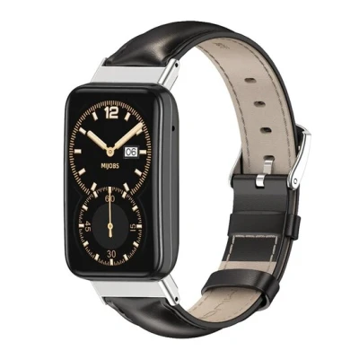 Afbeelding van Echt leren bandje Zwart Xiaomi Smart band 7 Pro