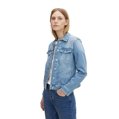 Afbeelding van TOM Tailor Authentic Jacket Spijkerjas, Dames, Maat: XXL, Light stone blue denim