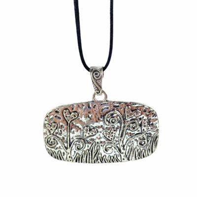 Afbeelding van lange ketting bloemen zilverkleur Charme Bijoux