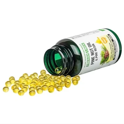 Afbeelding van Siberian Green Pijnboompittenolie w/Pine Resin Capsules 200 Softgels Wild Harvested Siberië Altai Koud geperst Ongeraffineerd