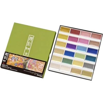 Afbeelding van Kuretake Gansai Tambi Watercolor Paint Set (24 metallic colors), MC20/24V/NW2