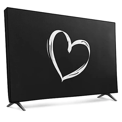 Afbeelding van kwmobile hoes geschikt voor 49 50&quot; TV Beschermhoes televisie Schermafdekking in wit / zwart Brushed Hart design