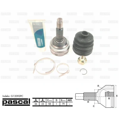 Afbeelding van Homokineet reparatie set, aandrijfas PASCAL G12092PC