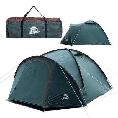 Afbeelding van Campingtent voor 3 4 personen (dubbelwandig) licht, stabiel, waterdicht, verduisterde binnenruimte, muggennet, fluorescerende scheerlijnen, versterkte haringen, voortent met grondzeil incl. draagtas