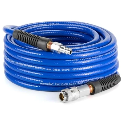 Afbeelding van Poppstar PVC Persluchtslang 6/12mm, 10m lang, Snelkoppeling &amp; Koppelstuk, 20 bar, blauw