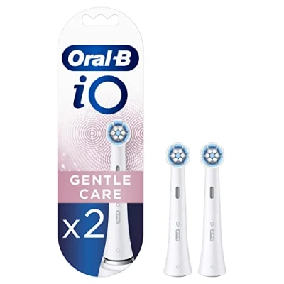 Afbeelding van Oral B iO Gentle Care Opsteekborstel voor elektrische tandenborstel, gedraaide en schuine borstelharen diepere tandplak verwijderen, 2 stuks tandenborstelkoppen, wit