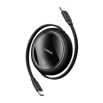 Afbeelding van Baseus USB C kabel, 100 W, PD 5A QC 4.0, mini, intrekbaar, snellaadkabel, naar C, 4 traps lengte instelbaar, voor iPhone 15, Samsung, iPad, makkelijk op te bergen, draagbaar