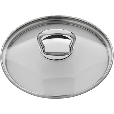 Afbeelding van WMF Pannendeksel 16 cm, glazen deksel met vierkante metalen handgreep, voor potten en pannen, hittebestendig glas, vaatwasmachinebestendig, zilver