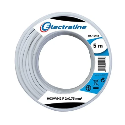 Afbeelding van Electraline 10900, kabelrol, H03 VVH2 F 2 x 0,75 mm², lengte 5 m, Wit