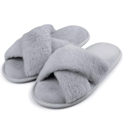 Afbeelding van riemot Pluizige pantoffels voor dames, grijs, 40/41 EU