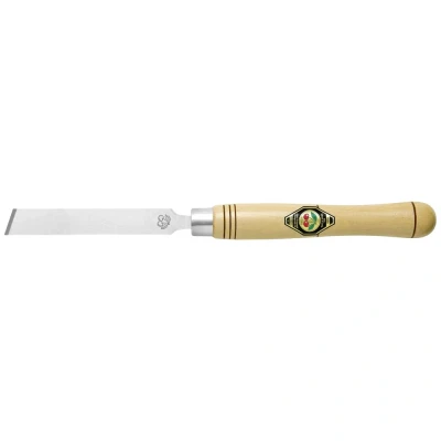 Afbeelding van Kersen platte beitel schuin/tweebalig met lang handvat 14 mm beige/zilver.