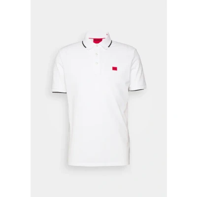 Afbeelding van HUGO BOSS heren Deresino slim fit polo van pique katoen met logo in de kleur Wit, maat: M
