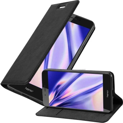 Afbeelding van Cadorabo Hoesje geschikt voor Honor 6C in ZWARTE NACHT Beschermhoes met magnetische sluiting, standfunctie en kaartvakje Book Case Cover Etui