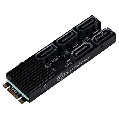 Afbeelding van SilverStone Technology SST ECS07 5 poorts SATA Gen3 6Gb/s non RAID M.2 PCIe geheugenuitbreidingskaart