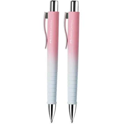 Afbeelding van Faber Castell 205216 Balpen Poly Ball Sunset, 2 stuks, met vervangbare XB vulling, documentbestendig