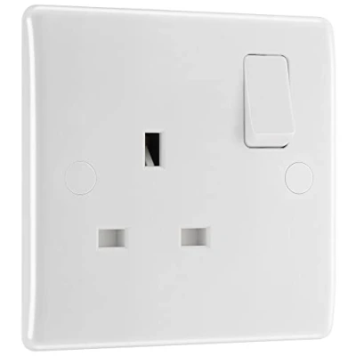 Afbeelding van BG Electrical 821 01 enkelpolige enkelvoudige schakelaar stopcontact wit, 13 Amp