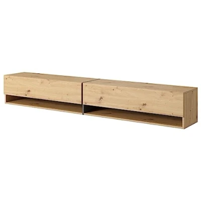 Afbeelding van Selsey tv kast board sideboard tafel televisiekast 200 cm hangend met grafiet accent eiken Artisan Mirrgo