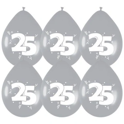 Afbeelding van Ballonnen 25 jaar Zilver 30cm 6 stuks