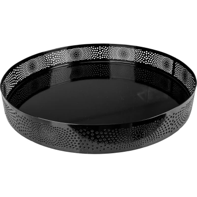Afbeelding van Cosy &amp; Trendy Dienblad Maroc Zwart 40x40x7cm Rond
