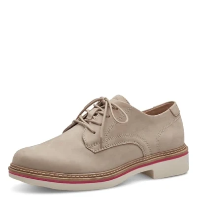 Afbeelding van Tamaris Sportieve veterschoenen, Dames, Maat: 37, Taupe Leer