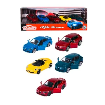 Afbeelding van Majorette Dream Cars 5 Alfa Romeo speelgoedauto&#039;s als geschenkset, modelauto&#039;s voor verzamelaars of kinderen vanaf 3 jaar,